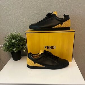 Fendi Black and Yellow Men's Sneakers